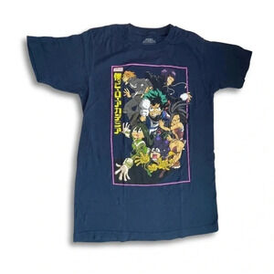 My Hero Academia Men's Graphic T-Shirt - Small - Navy Comic Book Anime Design